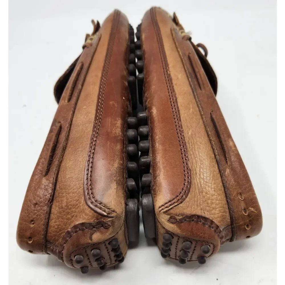 Cable & Co. Vintage Brown Leather Woven Tassels Brazil Slip On Loafers 11 D